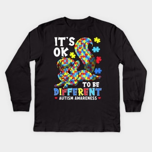 It's OK To Be Different Autism Awareness Puzzle Kids Long Sleeve T-Shirt